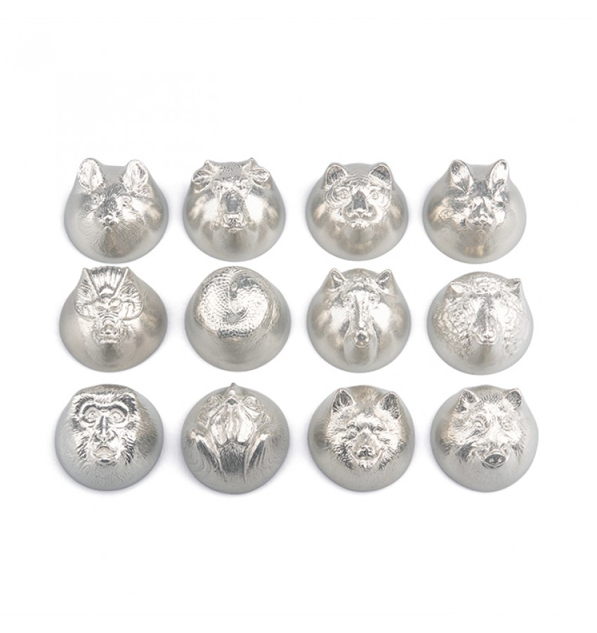 Pewter Zodiac Sake Cup Set